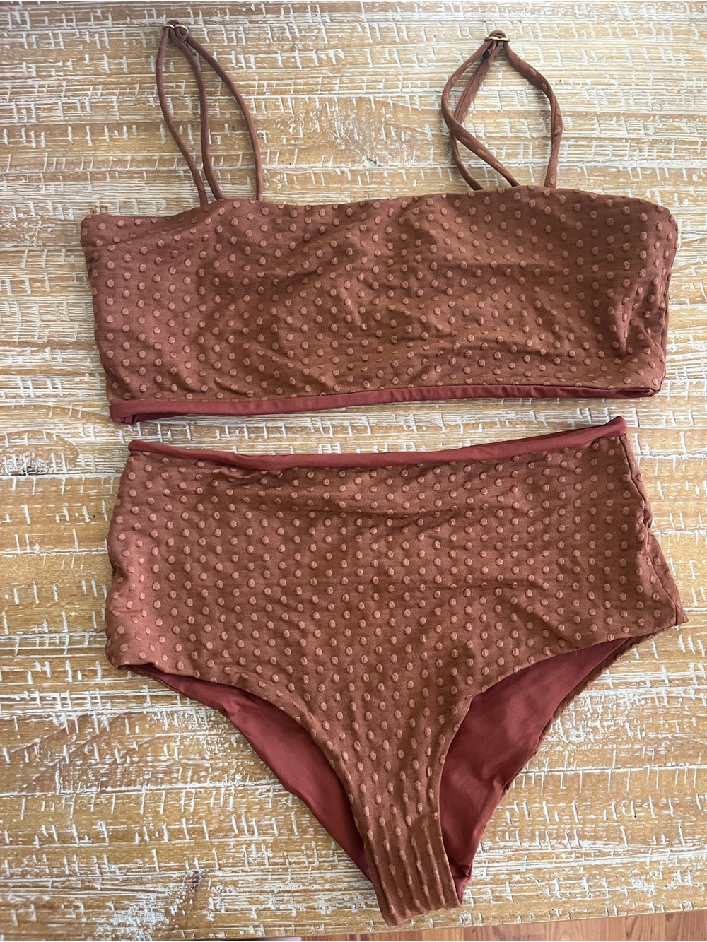 l*space On the Dot Texture Rebel Bikini Set in Tobacco